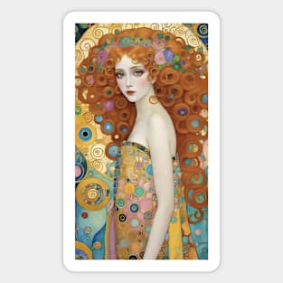 Gustav Klimt's Radiant Muse: Inspired Woman in Golden Splendor Magnet